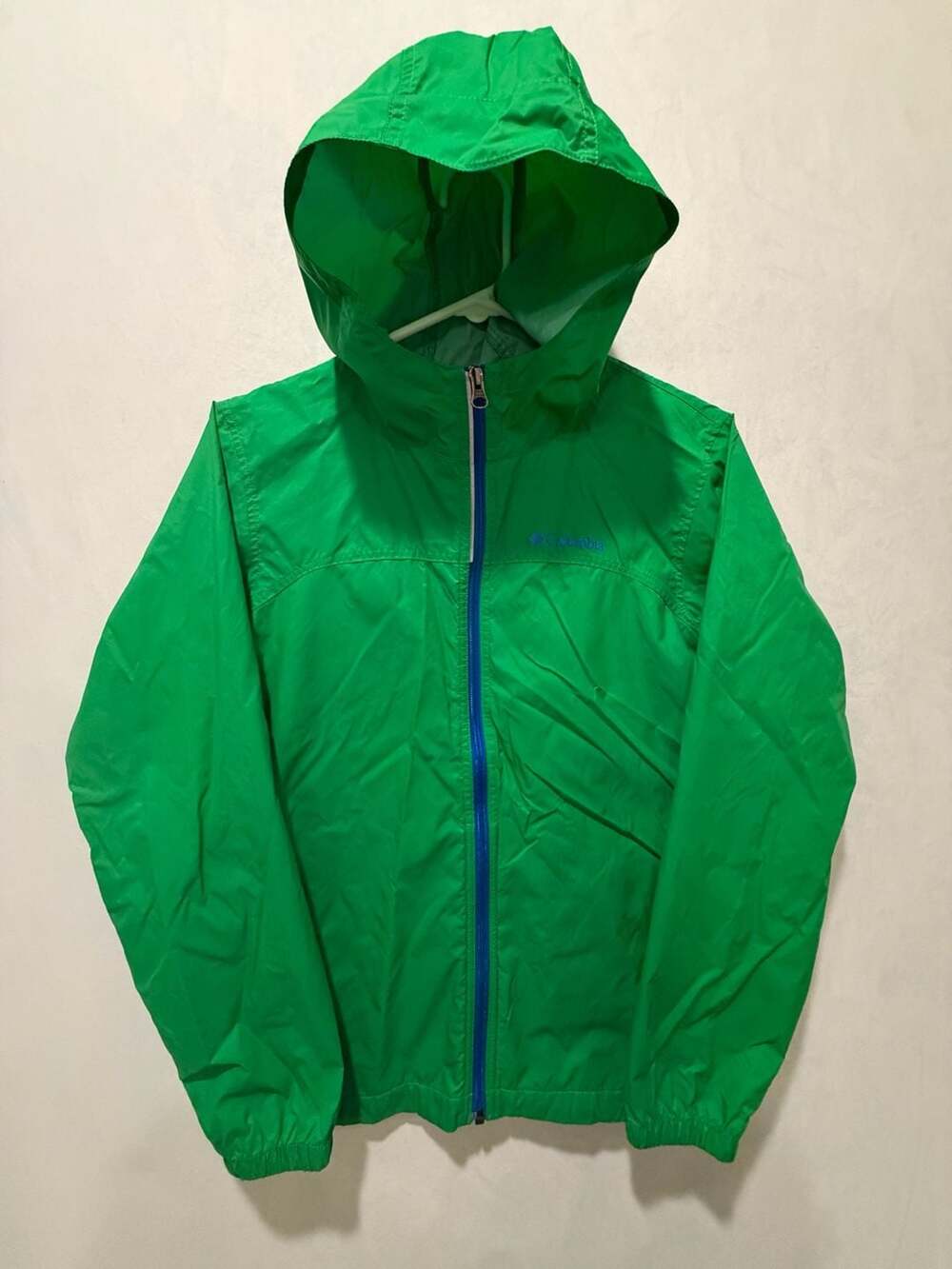 Columbia Lime Green Lightweight Windbreaker Shell Rain Jacket kids Large